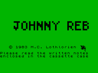 Johnny Reb title screen for ZX Spectrum